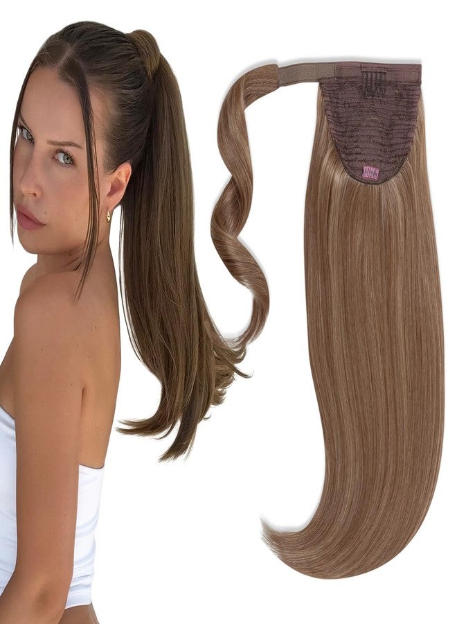 اي ان اتش وصلة شعر لولا من آي إن إتش هير - بني رمادي | وصلة شعر لولا بطول 17 بوصة، ذيل حصان مستقيم بمشبك مع ثنية، قاعدة مشط ثابتة وتصميم ملفوف، طول متوسط للنساء، شعر صناعي نباتي خفيف الوزن - Image 1